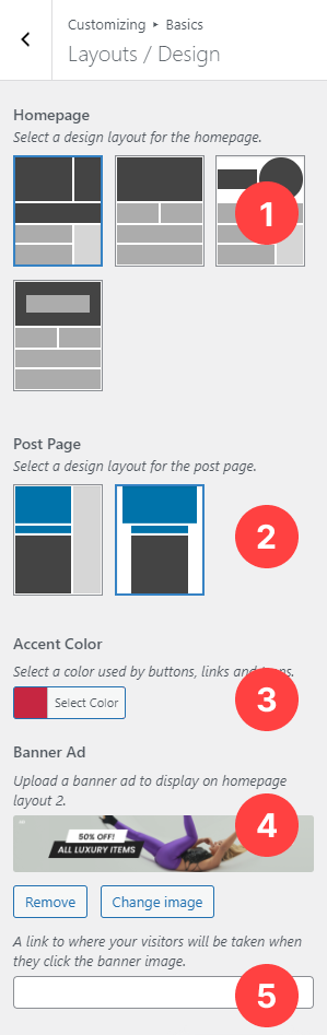 Basics Panel - Design Section