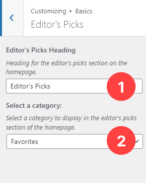 Basics Panel - Editor's Picks Section