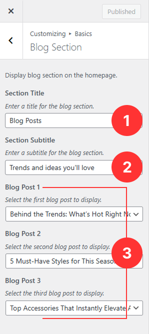 Basics Panel - Categories Section