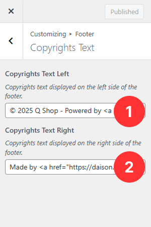 Footer Panel - Copyrights Text Section
