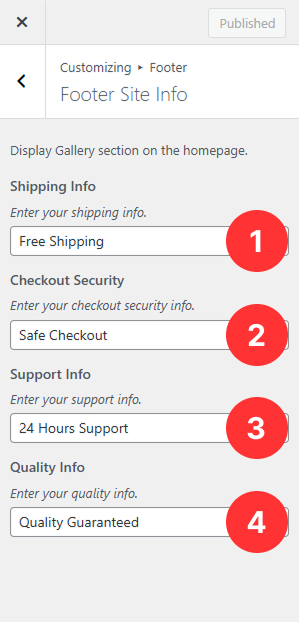 Footer Panel - Site Info Section